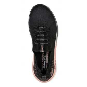 Skechers, Pantofi sport slip-on relaxed fit din de plasa DLux Walker- Let it Flow, Roz somon, Negru, 38