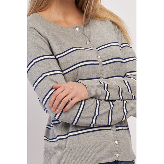 stroke Declaration ornament Timeout, Cardigan de bumbac cu dungi, Alb, Gri melange, Albastru marin, M stroke Declaration ornament Timeout, Cardigan de bumbac cu dungi, Alb, Gri melange, Albastru marin, M