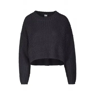 Urban Classics, Pulover crop cu maneci cazute, Negru, XL