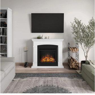 Semineu TAGU Helmi Pure White cu Focar Electric PowerFl