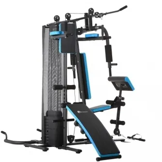 Aparat multifunctional FitTronic Atletic 470, 45 kg incluse, suport biceps, banca exercitii pliabila, manere flotari, suport tractiuni, bara tractiuni, gantere, greutate maxima utilizator 120 kg