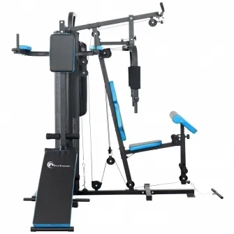 Aparat multifunctional FitTronic Atletic 480, 66 kg incluse, greutate maxima utilizator 120 kg, banca cu gantere, sac de box, aparat tractiuni, suport biceps, bara tractiuni