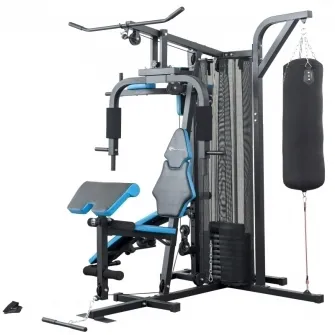 Aparat multifunctional FitTronic Atletic 480, 66 kg incluse, greutate maxima utilizator 120 kg, banca cu gantere, sac de box, aparat tractiuni, suport biceps, bara tractiuni