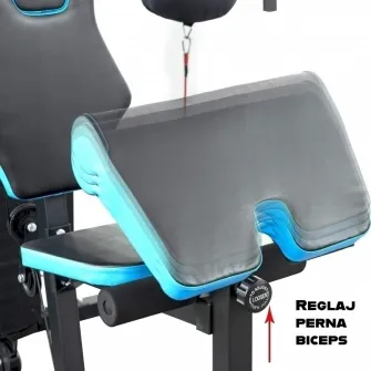 Aparat multifunctional FitTronic Atletic 480, 66 kg incluse, greutate maxima utilizator 120 kg, banca cu gantere, sac de box, aparat tractiuni, suport biceps, bara tractiuni