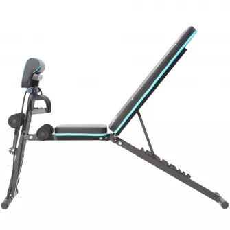 Banca de exercitii reglabila FitTronic Atletic B240, greutate suportata 120 kg, banca scott inclusa, corzi pentru brate