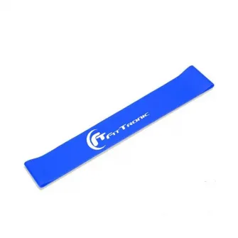 Banda elastica FitTronic BE100 Medium, rezistenta medie, dimensiuni 600 x 50 x 0.5 mm, culoare albastra