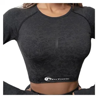 Set costum fitness FitTronic Y740 Black, marimea L, croiala moderna, ce pune in valoare formele
