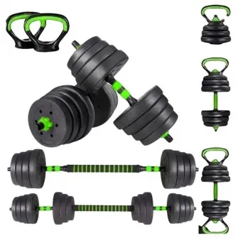 Set gantere reglabile kettlebell FitTronic 30 kg, 2x15 kg, prindere antiderapanta, negru