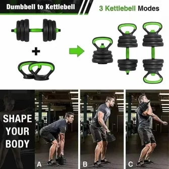 Set gantere reglabile kettlebell FitTronic 30 kg, 2x15 kg, prindere antiderapanta, negru