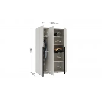 Dulap cu balamale Fenix Solo cu 3 usi, 132x55x200, Alb