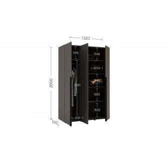 Dulap cu balamale Fenix Solo cu 3 usi, 132x55x200, Antracit