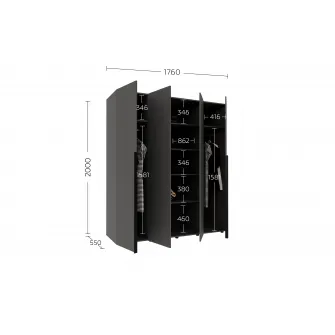 Dulap cu balamale Fenix Solo cu 4 usi, 176x55x200, Antracit