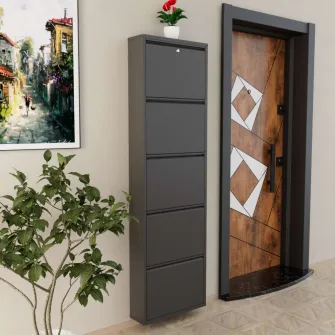 Pantofar, Locking 5 Piece Metal - Anthracite, 50 x 169 x 15 cm
