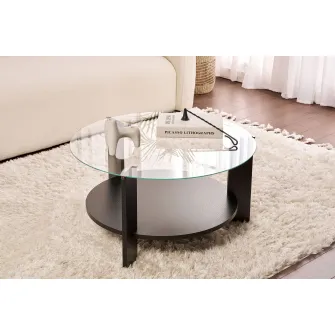 Masuta de cafea, Clara - Wood Black, Transparent, 75 x 40 x 75 cm