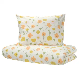 BARNDROM husa pilota+fata perna, multicolor/floral, 150x200/50x60 cm