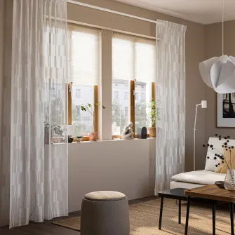 BERGNEJLIKA perdele, set 2 buc, alb/rjns, 145x250 cm