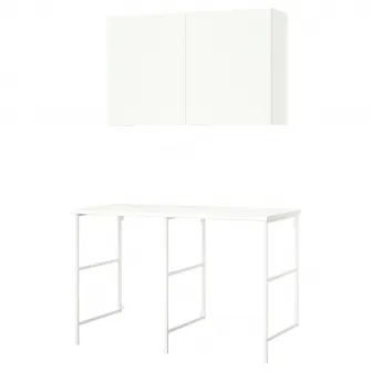 ENHET ansamblu depozitare, alb, 139x63.5x90.5 cm