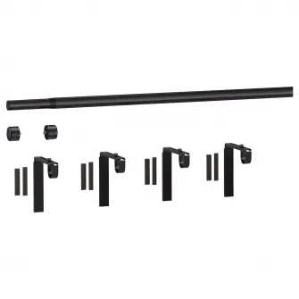 HUGAD combinatie bagheta perdea, cu console perete/tavan/cu capete decorative negru, 210-385 cm