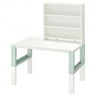 PAHL birou cu spatiu depozitare, inaltime reglabila alb/verde deschis, 96x58 cm