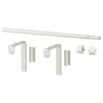 RACKA combinatie bagheta perdea, cu console perete/tavan/cu capete decorative alb, 70-120 cm