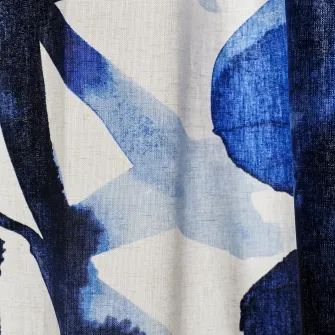 SKOGSNASSLA draperii, 2buc, alb/albastru model floral/rjns, 145x250 cm