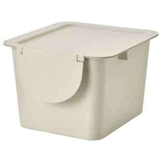 TROSKNING cos cu capac, bej deschis, 12 l