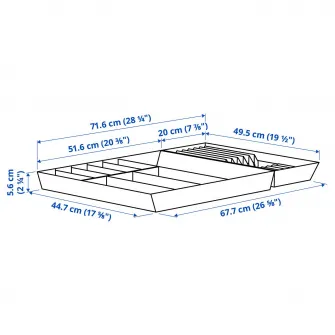 UPPDATERA tava tacamuri/tava+suport cutite, bambus deschis, 72x50 cm