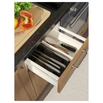 UPPDATERA tava+suport cutite, bambus deschis/antracit, 20x50 cm