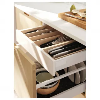 UPPDATERA tava+suport cutite, bambus deschis/antracit, 20x50 cm