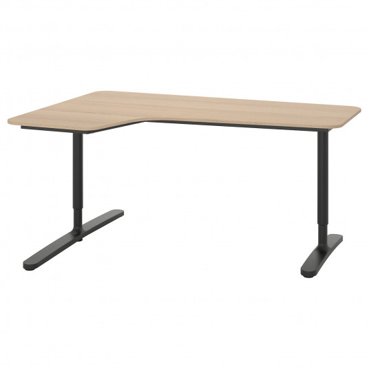 Ikea Bekant Birou Colt Stanga Furnir Stejar Alb Negru