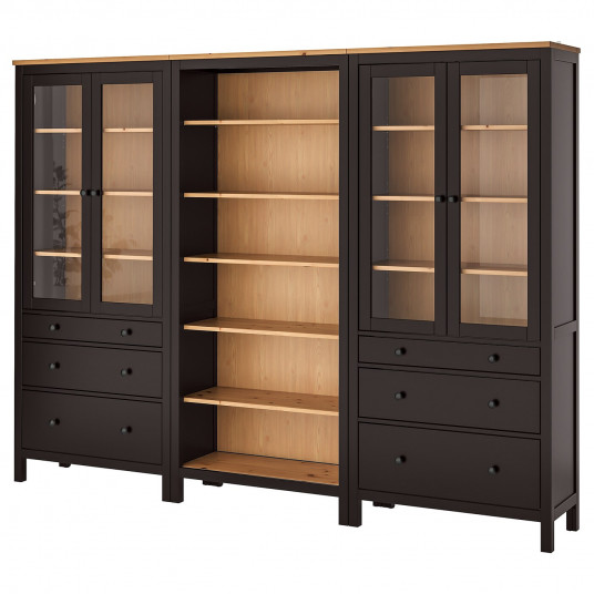 Ikea Hemnes Ansamblu Depozitare Usi Sertare Negru Maro Maro Des