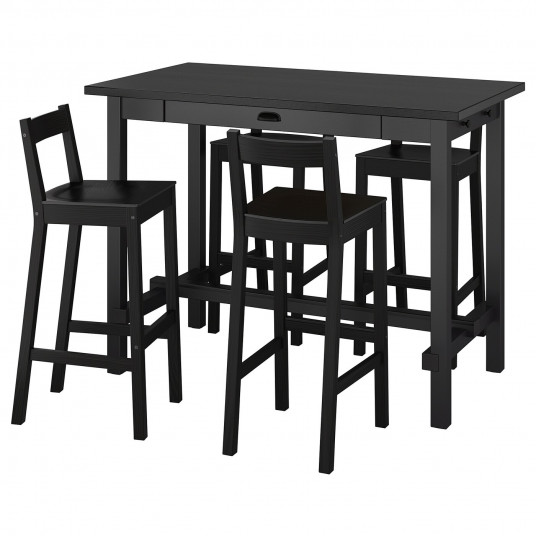 Ikea Nordviken Nordviken Masa Bar 4 Scaune Negru Negru