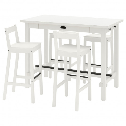Ikea Nordviken Nordviken Masa Bar 4 Scaune Alb Alb