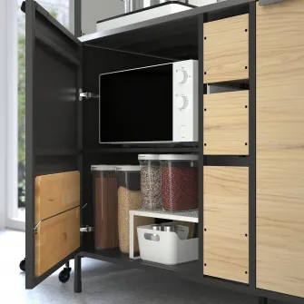 IKEA ÄSPINGE Bucatarie modulara, negru/frasin, 120x60x202 cm