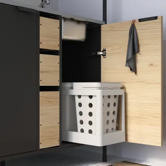 IKEA ÄSPINGE Bucatarie modulara, negru/frasin, 120x60x202 cm