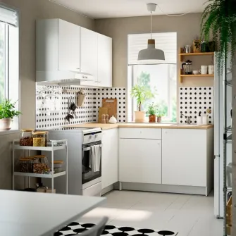 IKEA KNOXHULT Bucatarie colt, alb + servicii de modelare si vizualizare CADOU