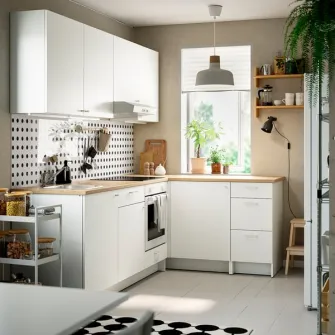 IKEA KNOXHULT Bucatarie colt, alb + servicii de modelare si vizualizare CADOU