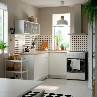 IKEA KNOXHULT Bucatarie colt, alb + servicii de modelare si vizualizare CADOU