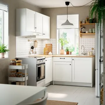 IKEA KNOXHULT Bucatarie colt, alb cadru + servicii de modelare si vizualizare CADOU