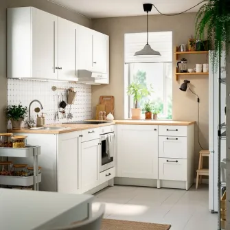 IKEA KNOXHULT Bucatarie colt, alb cadru + servicii de modelare si vizualizare CADOU