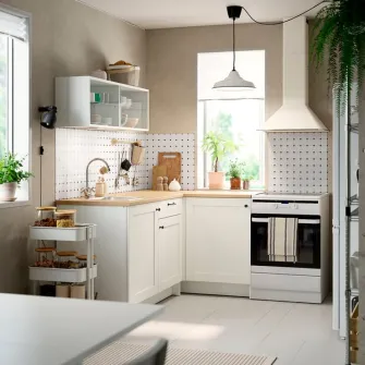 IKEA KNOXHULT Bucatarie colt, alb cadru + servicii de modelare si vizualizare CADOU