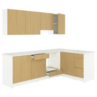 IKEA KNOXHULT Bucatarie colt, aspect stejar + servicii de modelare si vizualizare CADOU
