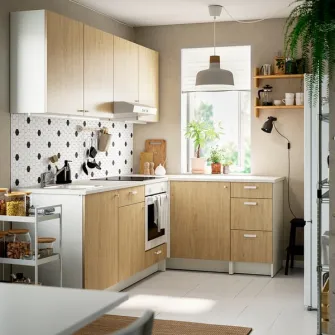 IKEA KNOXHULT Bucatarie colt, aspect stejar + servicii de modelare si vizualizare CADOU