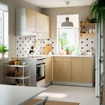 IKEA KNOXHULT Bucatarie colt, aspect stejar + servicii de modelare si vizualizare CADOU