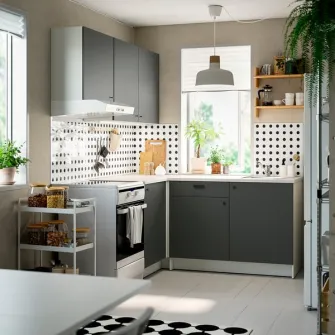 IKEA KNOXHULT Bucatarie colt, gri inchis + servicii de modelare si vizualizare CADOU
