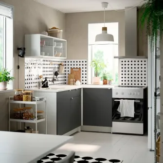IKEA KNOXHULT Bucatarie colt, gri inchis + servicii de modelare si vizualizare CADOU