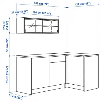 IKEA KNOXHULT Bucatarie colt, gri inchis + servicii de modelare si vizualizare CADOU