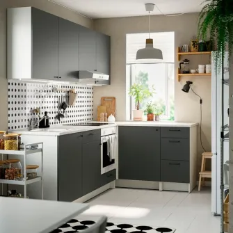 IKEA KNOXHULT Bucatarie colt, gri inchis + servicii de modelare si vizualizare CADOU