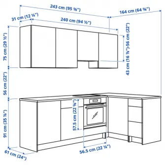 IKEA KNOXHULT Bucatarie colt, gri inchis