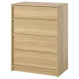 ANKARUDDEN comoda 4 sertare, aspect stejar, 80x48x107 cm